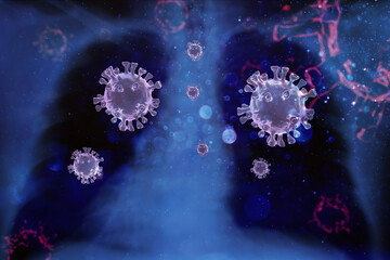 coronaviruses influenza COVID-19  X-ray film Used in medicine 3d rendering.