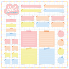 A collection of colorful pastel labels.　Perfect for websites and blogs. Plaid background.