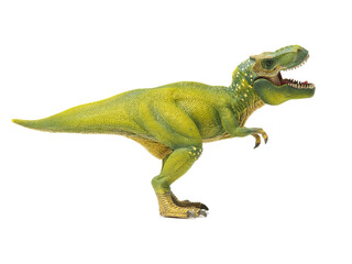 dinosaurs toys on white background
