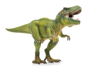 Foto op Plexiglas dinosaurussen speelgoed op witte achtergrond © zcy