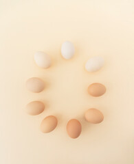 Easter concept in nature powder color. Happy Easter text. 