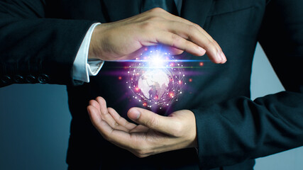 Business people are using innovative technology  Mixed media, digital concepts and connecting the world.