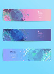 Abstract colorful geometric element banner BG set