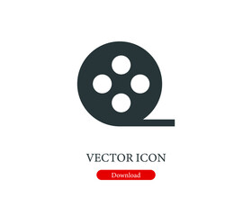 Fototapeta premium film reel vector icon. Editable stroke. Symbol in Line Art Style for Design, Presentation, Website or Apps Elements, Logo. Pixel vector graphics - Vector