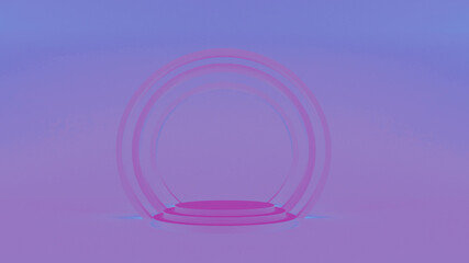 Obraz premium Purple round podium on a blue background. 3d rendering.