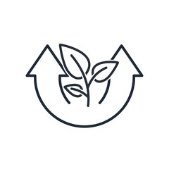 Up arrow and growth. The concept of increasing profits, collecting devidends. Vector icon isolated on white background. 