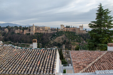 Alhambra, Granada, mirador San Nicolás, otoño, nublado, gris