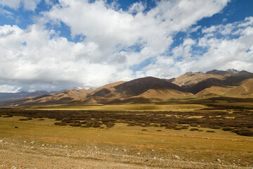Fototapeta na wymiar Mountain landscape. Suusamyr Valley, Panfilov District, Chuy Region in Kyrgyzstan