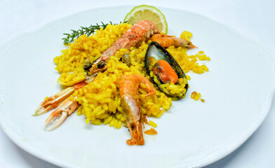 Typical seafood rice from Southern Spain