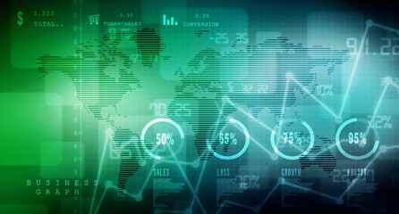 2d rendering Stock market online business concept. business Graph 
