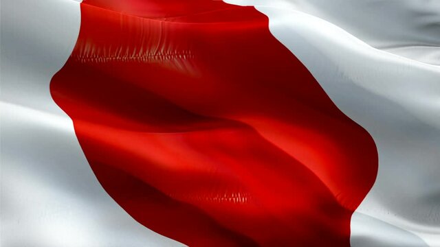 Japanese flag Closeup 1080p Full HD 1920X1080 footage video waving in wind. National Tokyo 3d Japanese flag waving. Sign of Japan seamless loop animation. Japanese flag HD resolution Background 1080p
