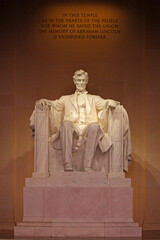 Statue of Abraham Lincoln at the Lincoln memorial, Washington D.C., USA