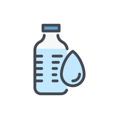 Water bottle color line icon. Bottle of water with water drop vector outline colorful sign.