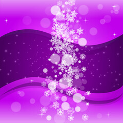 Xmas theme sale with ultraviolet snowflakes. New Year snowy backdrop. Winter border for gift coupons, vouchers, ads, party events. Christmas trendy background. Holiday banner for xmas theme