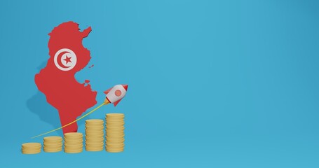 
Economic growth in the country of Tunisia for the needs of tv, social media and website background cover in 3d rendering, empty space can be used to display data, numbers or infographics