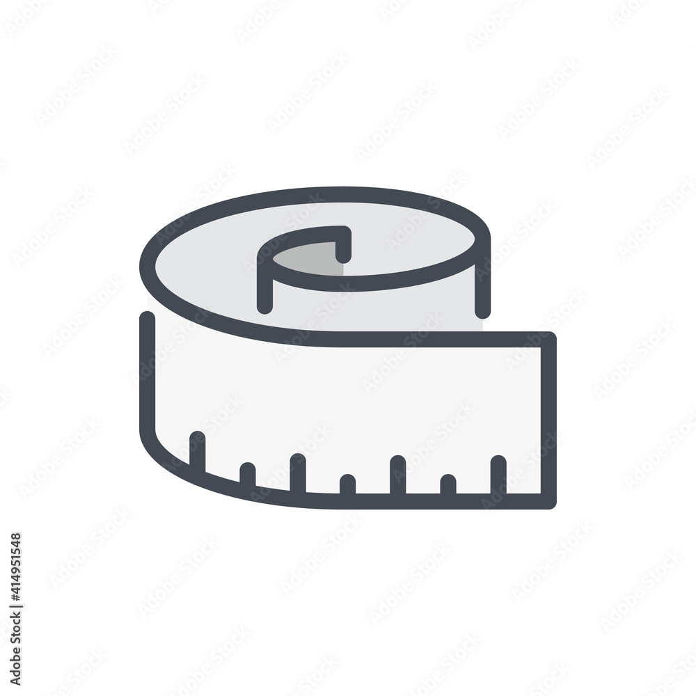 Poster measuring tape color line icon. measure and ruler vector outline colorful sign.