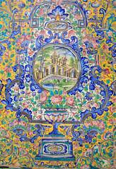 Close up of tile decorations at Golestan Palace, Teheran, Iran