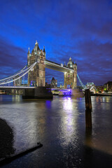 Tower bridge by night, London, UK
