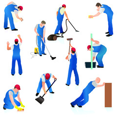 Set of ten professional cleaners