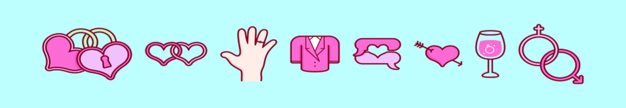 set of marry me cartoon icon design template with various models. vector illustration isolated on blue background