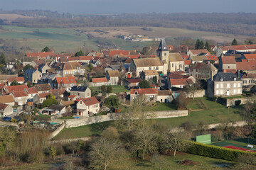 Omerville village  seen from the sky in Ile-de-France region , France