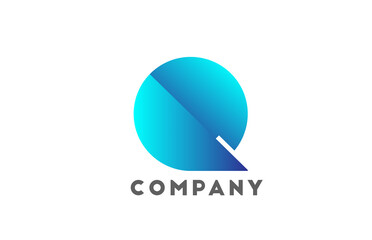 Q geometric alphabet logo letter for business and company with blue color. Corporate brading and lettering with futuristic design and gradient