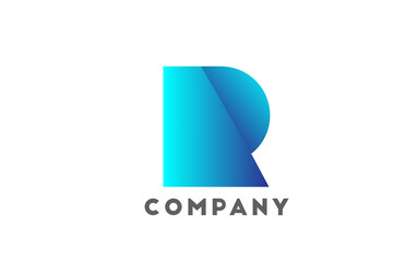 R geometric alphabet logo letter for business and company with blue color. Corporate brading and lettering with futuristic design and gradient