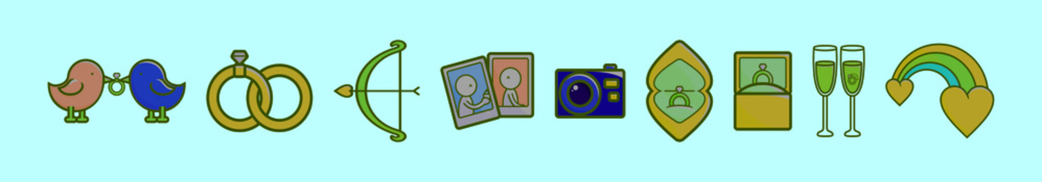 set of marry me cartoon icon design template with various models. vector illustration isolated on blue background