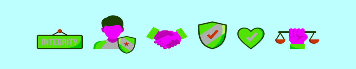 set of integrity cartoon icon design template with various models. vector illustration isolated on blue background