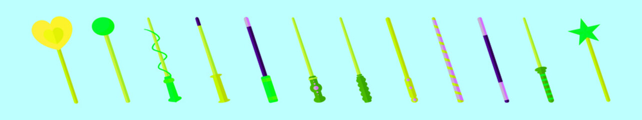 set of magic sticks cartoon icon design template with various models. vector illustration isolated on blue background