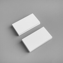 Blank business cards template on gray paper background. Template for graphic designers portfolios.
