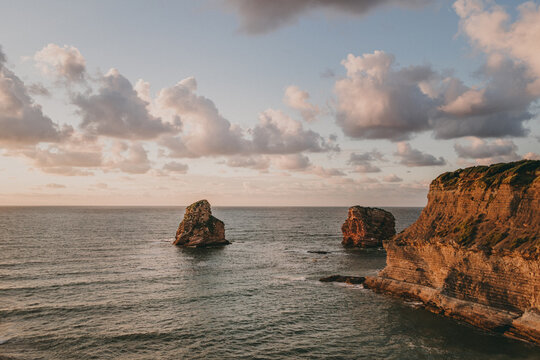Rocks in the sea in Hendaye, France
