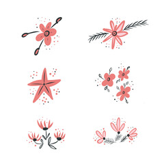 Hand drawn floral pattern. Illustration for postcard, poster, decor, fabric