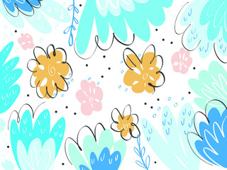 Hand drawn floral pattern. Illustration for postcard, poster, decor, fabric