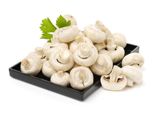 Fototapeta na wymiar White mushrooms on white background