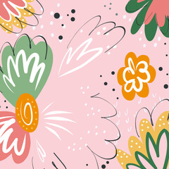 Hand drawn floral pattern. Illustration for postcard, poster, decor, fabric