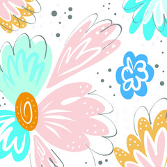 Hand drawn floral pattern. Illustration for postcard, poster, decor, fabric