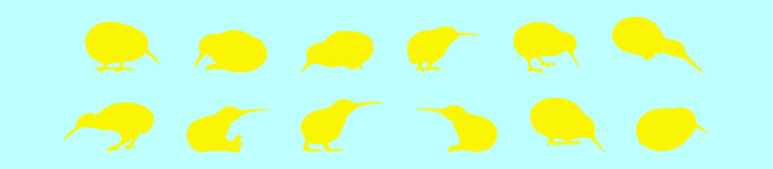set of kiwi birds cartoon icon design template with various models. vector illustration isolated on blue background