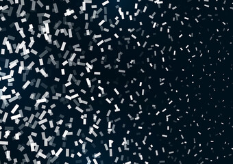 Background of scattered intersecting rectangles. A pattern of random particles, tiles, mosaics. Bright design element. Vector