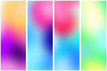 Set of blurred gradient multicolored backgrounds.