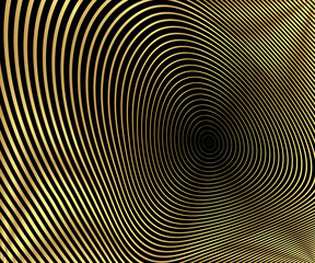 Gold luxurious circle pattern with golden wave lines over. Abstract background, vector illustration