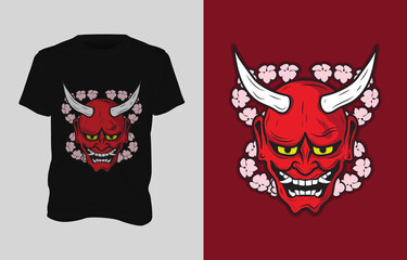 Japanese mask illustration tshirt design