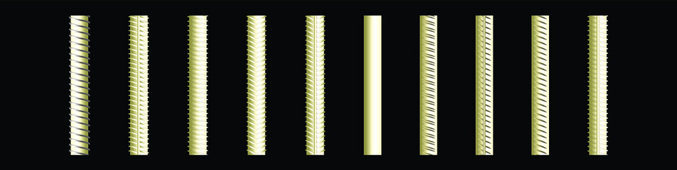set of metal rebars cartoon icon design template with various models. vector illustration isolated on black background
