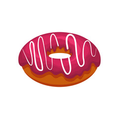 Donut with frosting, sweetness icon, vector illustration on white isolated background