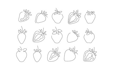 One line art style strawberry. Abstract creative food in minimalism design. Hand drawn vector illustration.