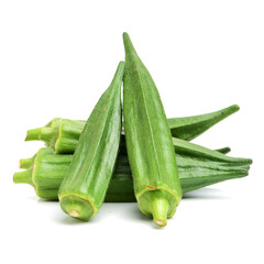 Fresh young okra isolated on white background
