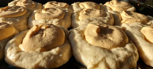 Cheesecakes with cottage cheese from yeast dough 
 before cooking.