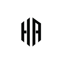 HA shield hexagon letter logo icon design