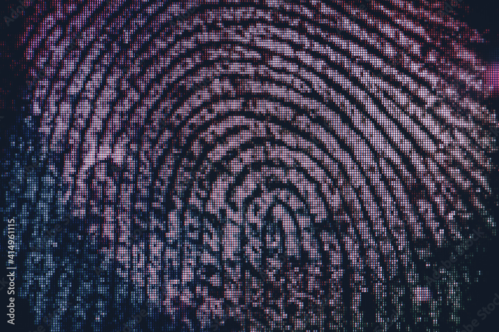 Poster Close up beautiful abstract fingerprint on  background texture for design. Macro photography view. Close-up of pixel.