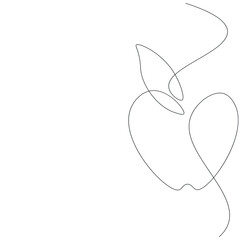 Apple one line drawing, vector illustration	
